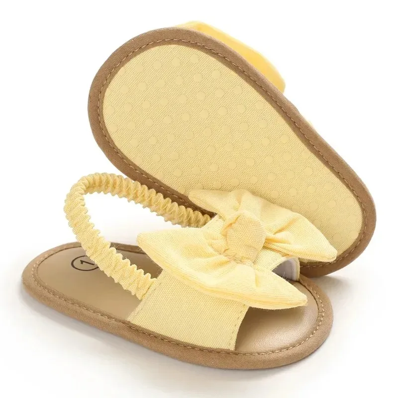 Baby Girls Bow Knot Sandals Summer Soft Sole Flat Princess Dress Shoes Infant Non-Slip First Walkers Footwear for Beach Slippers