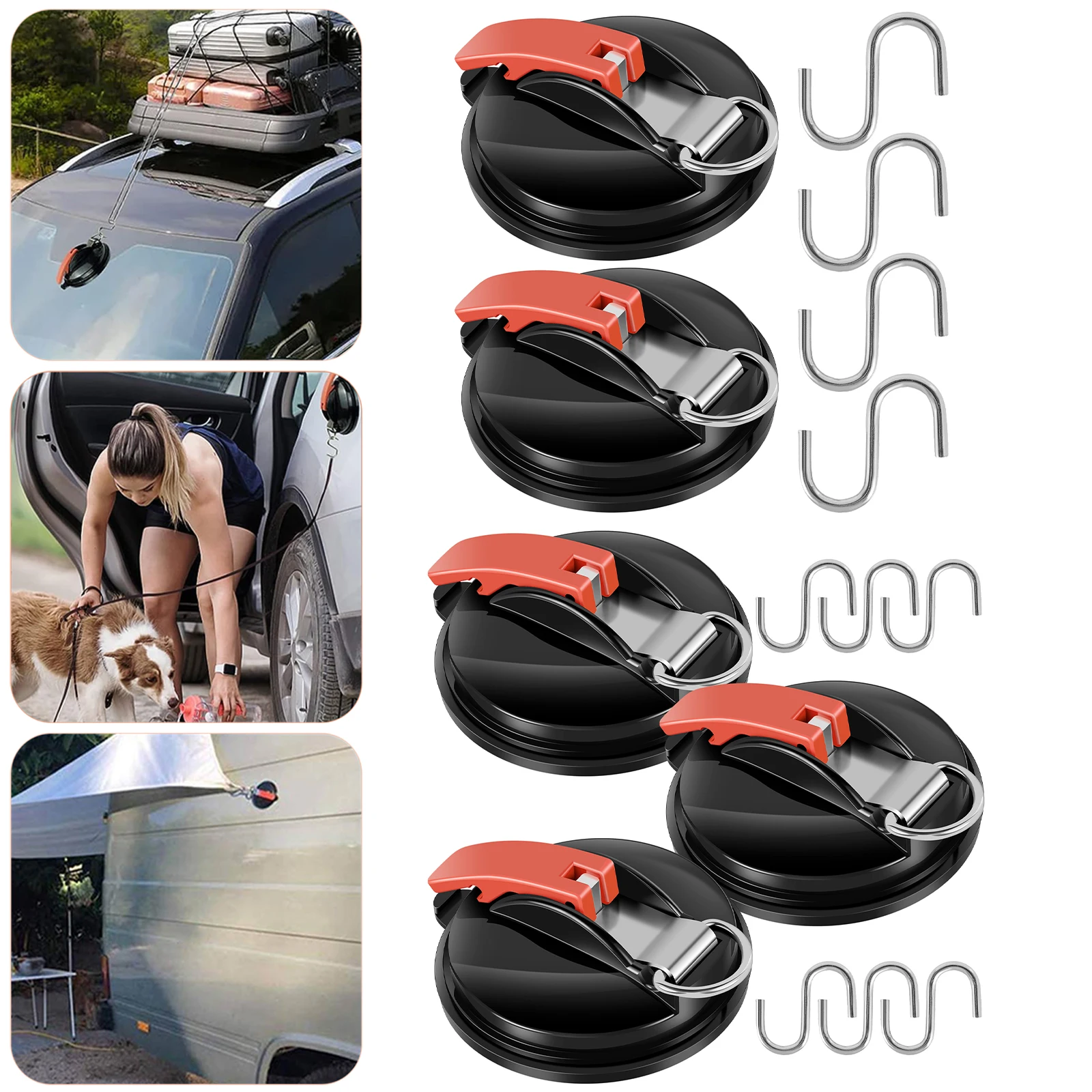 

2/3Pcs Suction Cup Hooks Strong Vacuum Car Side Tarp Suction Cup with 4/6 Hooks Durable Camping Bathroom Suction Cup Maximum