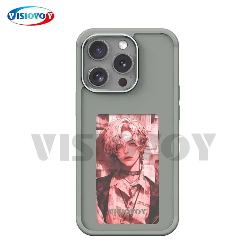 

New Smart Phone NFC Function Fashion Cases For iphone 15 14 13 Pro Max DIY Cases E ink 3-Colors Screen Phone Fundas Battery Free