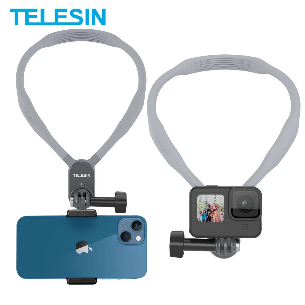 TELESIN-Support de cou de téléphone pour GoPro Fore10, 9, 8, 7, 6, 5, 4  Insta360, DJI Osmo Action, accessoires de caméra de sport magnétiques