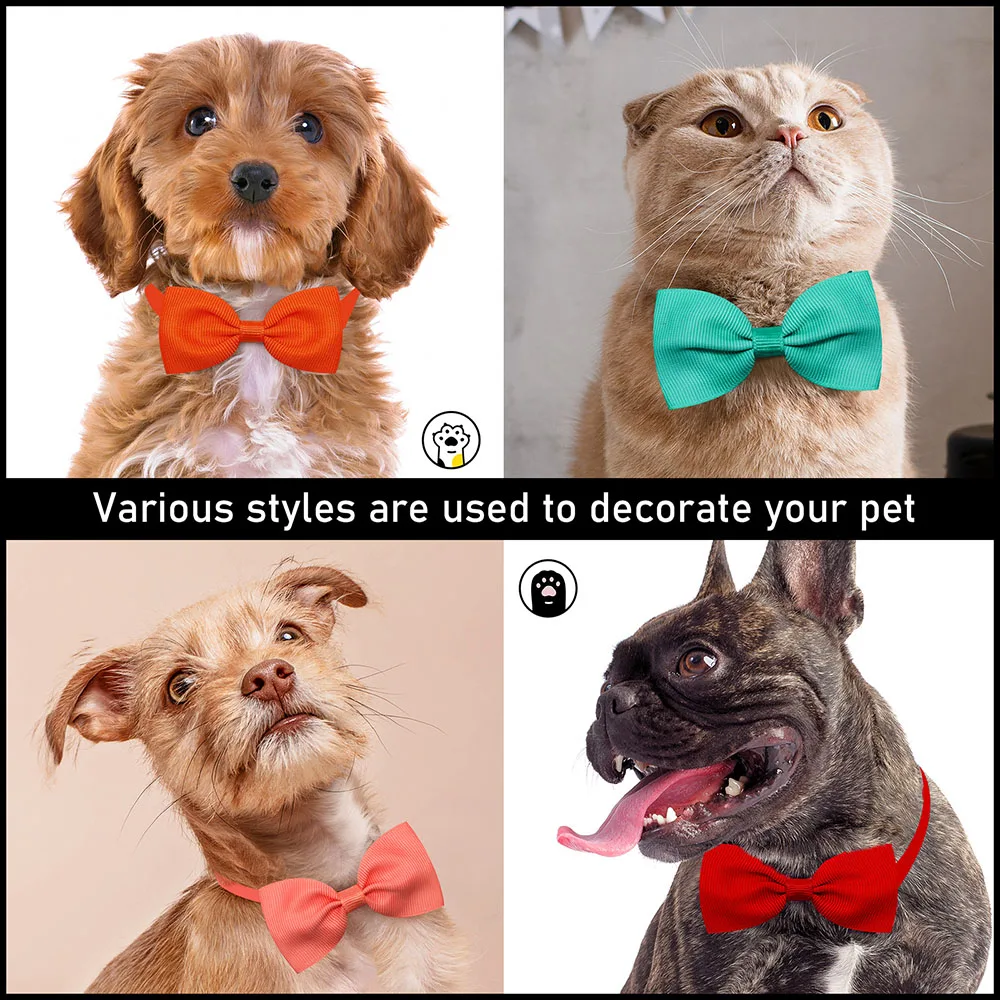 10PCS 솔리드 Bowtie 개 대량 작은 개 고양이 Bowties 넥타이 강아지 개를위한 강아지 활 애완 동물 미용 액세서리