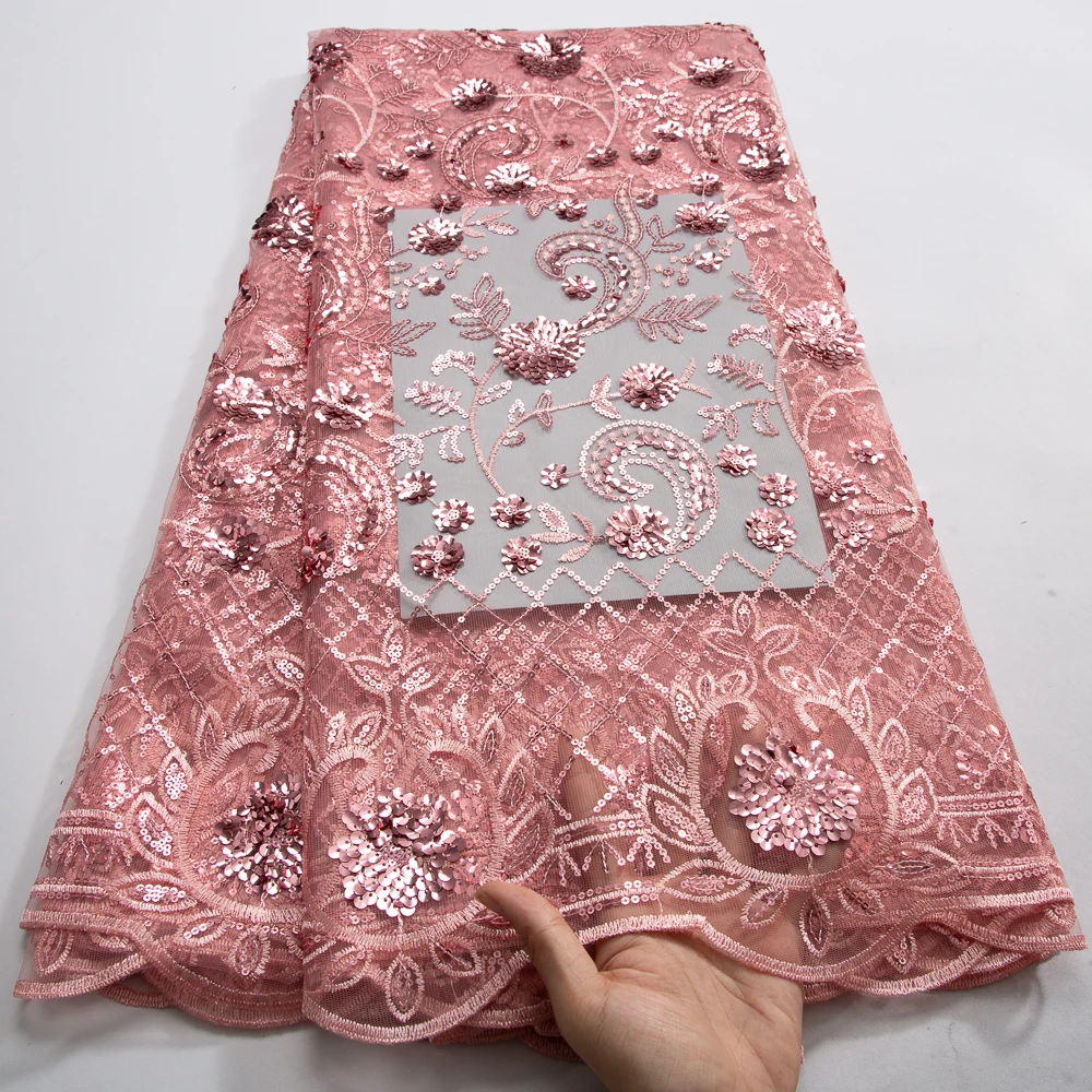 قماش دانتيل مطرز شبكي أفريقي للنساء ، شبكة تول نيج...