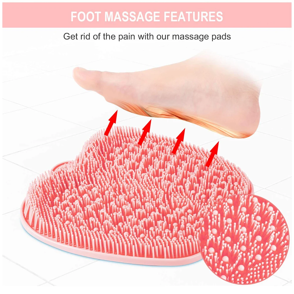 Siliconen Exfoliërende Douche Voet Massager Scrubber Voet Terug Cleaner Massage Mat Met Antislip Zuignappen Wassen Body Reiniging