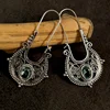 Caved Pattern With Zircon Decor Dangle Earrings Bohemian Ethnic Style Zinc Alloy Silver Plated Jewelry Tourism Souvenir 3