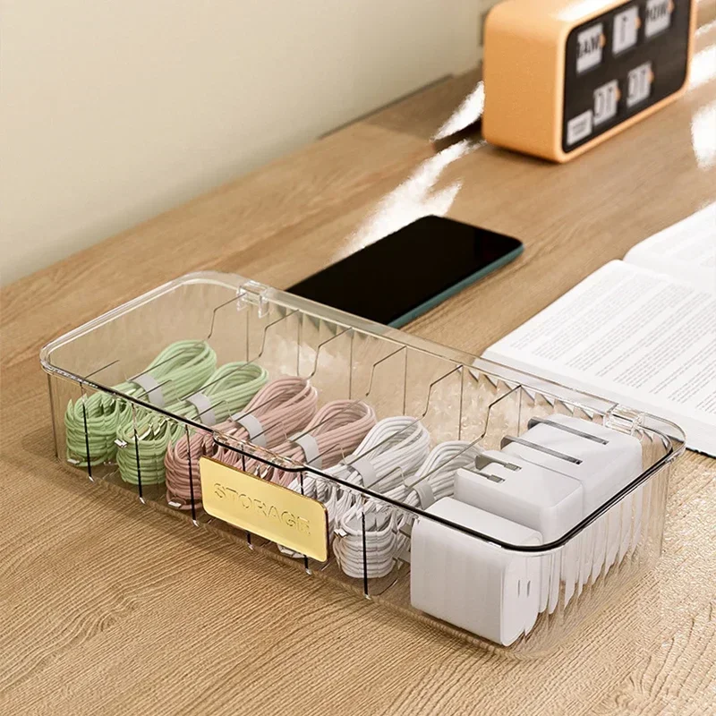 

Data Box Storage Charger Case Home Cable Compartments For With Or Travel Cord Reusable 7 Organizer