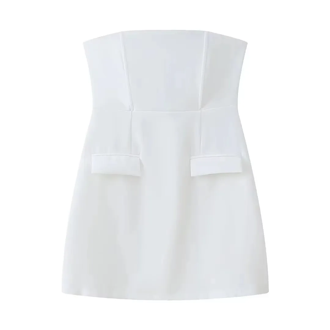 HH Women Off Shoulder Sexy Mini Dress Summer Tube Top Slim Elegant Solid Strapless Dresses Female Fashion Streetwear