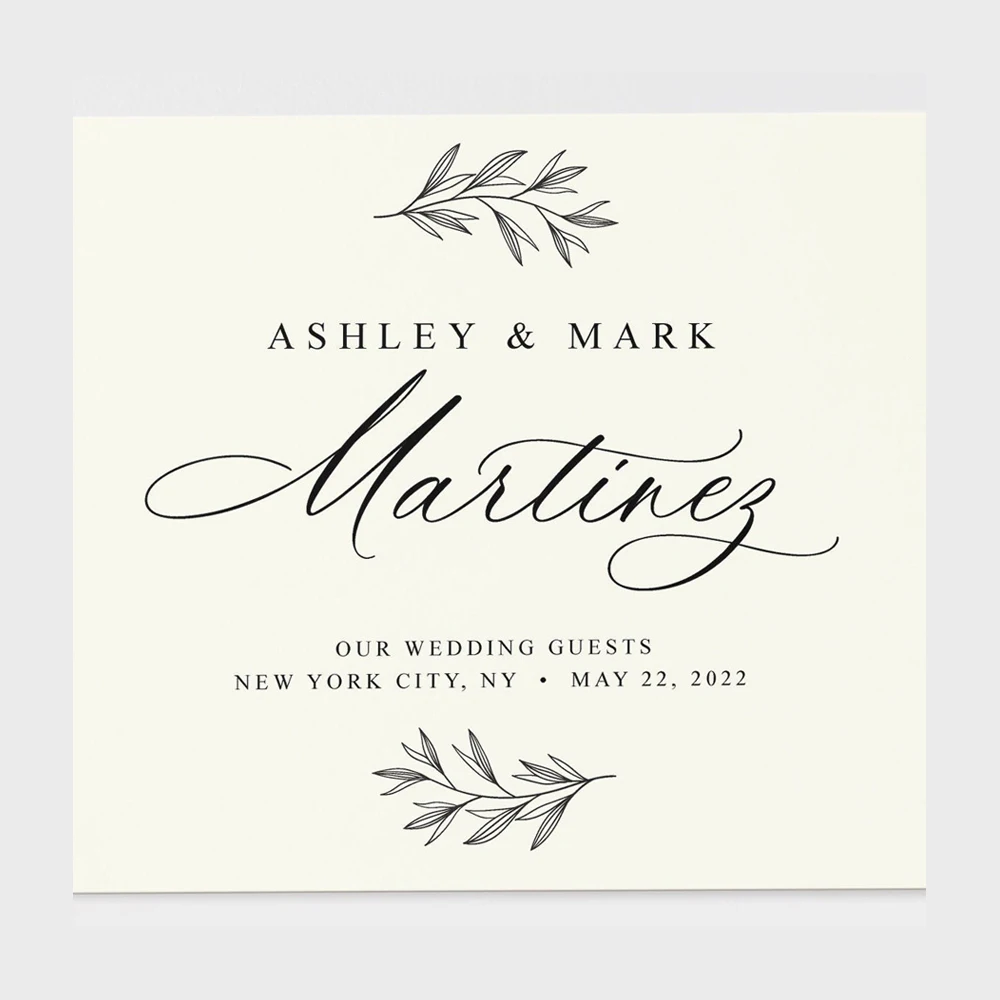 Wedding Guest Book Personalized Ivory and Black Guestbook Photo Album