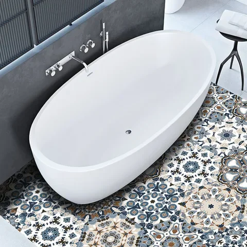 

10pcs Bathroom Floor Stickers Peel Stick Self Adhesive Waterproof Non Slip Hexagonal Floor Tiles Kitchen Living Room Decoration