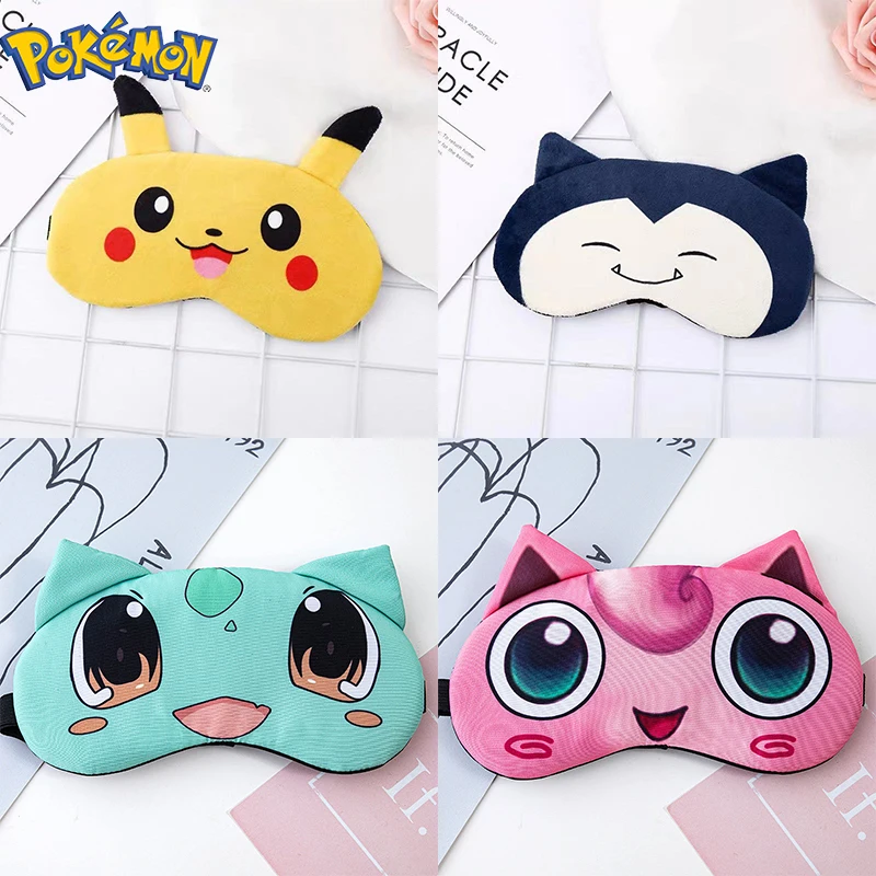 Pikachu Sleeping Mask Sleeping Blindfold Soft Plush Eye Masks Snorlax Cat Eye Cover Peluche Mask Eyepatch Nap Health Eye Cover