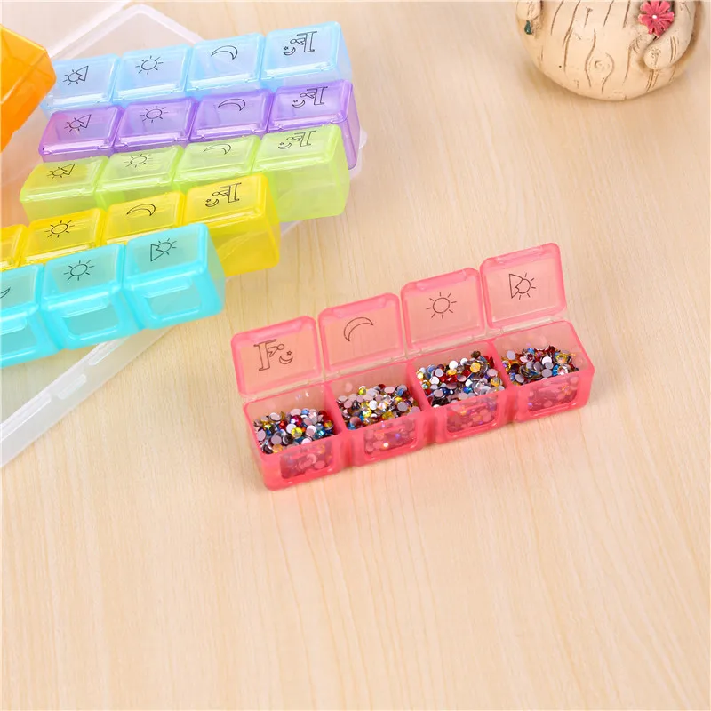 Portable 28-Slot Weekly Pill Organizer Box