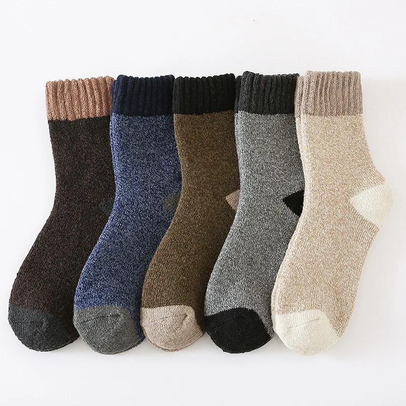 

2023 Winter Wool Socks for Men Thickened Soft Middle Tube Socks Cashmere Terry Socks High Quality Thermal Socks Solid Color