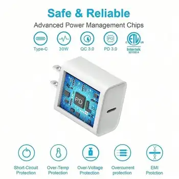 30W Charger Kit 30W Fast Charging Adapter + 3.3ft/100cm High-Efficiency Data Sync Fast Charging Cable Compatible With 3