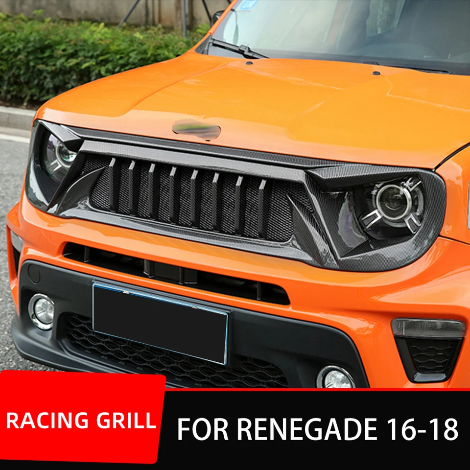 Für Jeep Renegade 2016 2017 2018 Racing Grills Matt Schwarz Carbon Grille  Air Intake Styling Außen Tuning Zubehör Teile - AliExpress