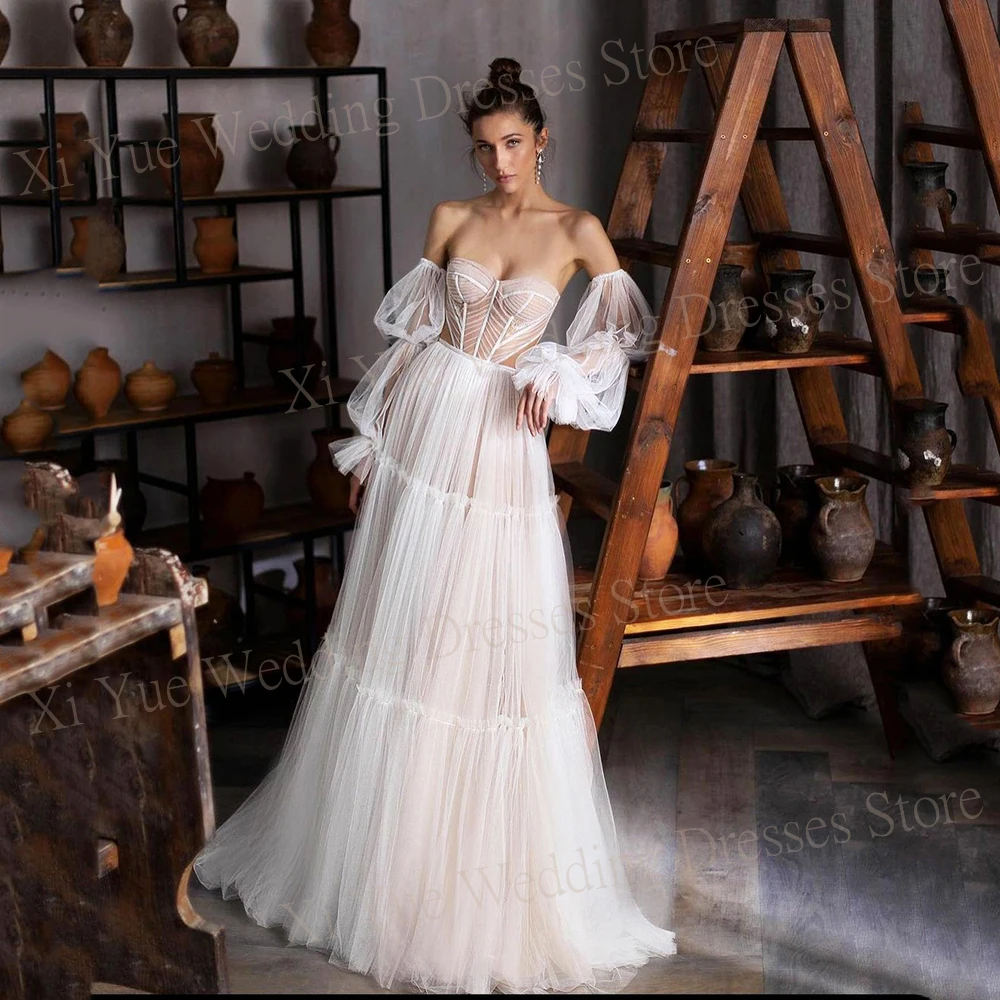 Affascinante Sweetheart Tulle Abiti Da Sposa Principessa Tre Quarti Abiti Da Sposa Sexy Backless Vestidos De Novia De Alta Costura