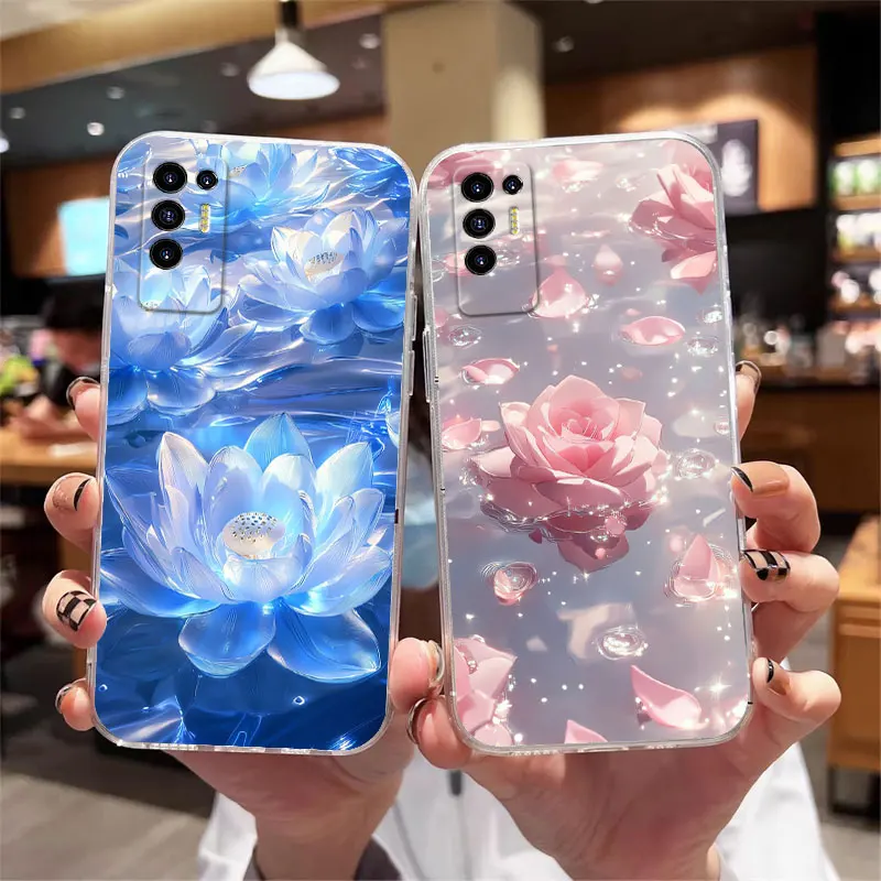 Floral Clear Shockproof Soft Silicone Protective Phone Case Cover