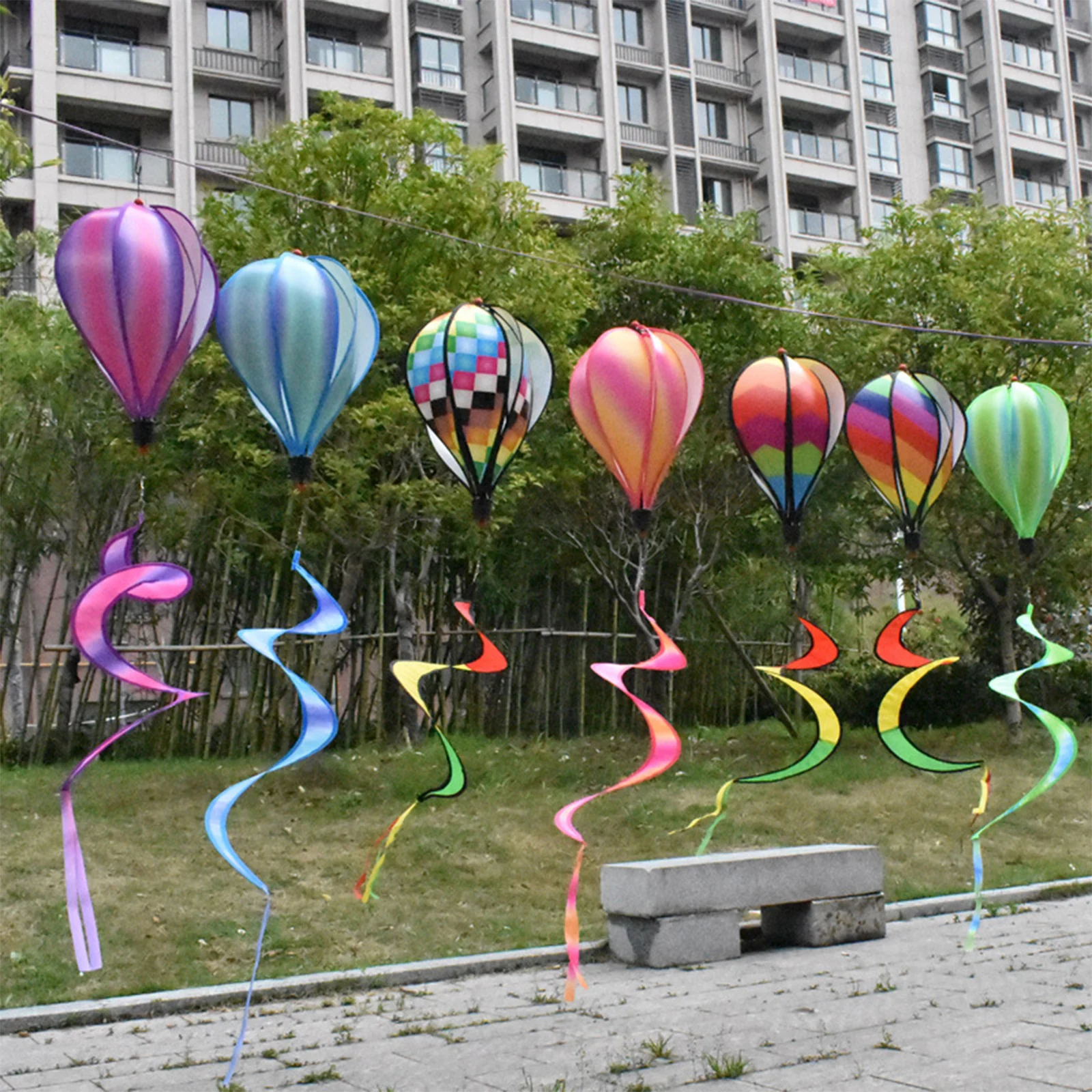 Hot Air Balloon Wind Spinner Rainbow Hanging Wind Twister Garden Outdoor Toys wind spinner