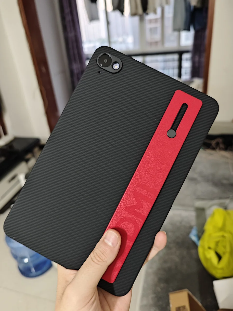 Premium PU Leather & Carbon Fiber Stand Tablet Case - Handheld Back Cover