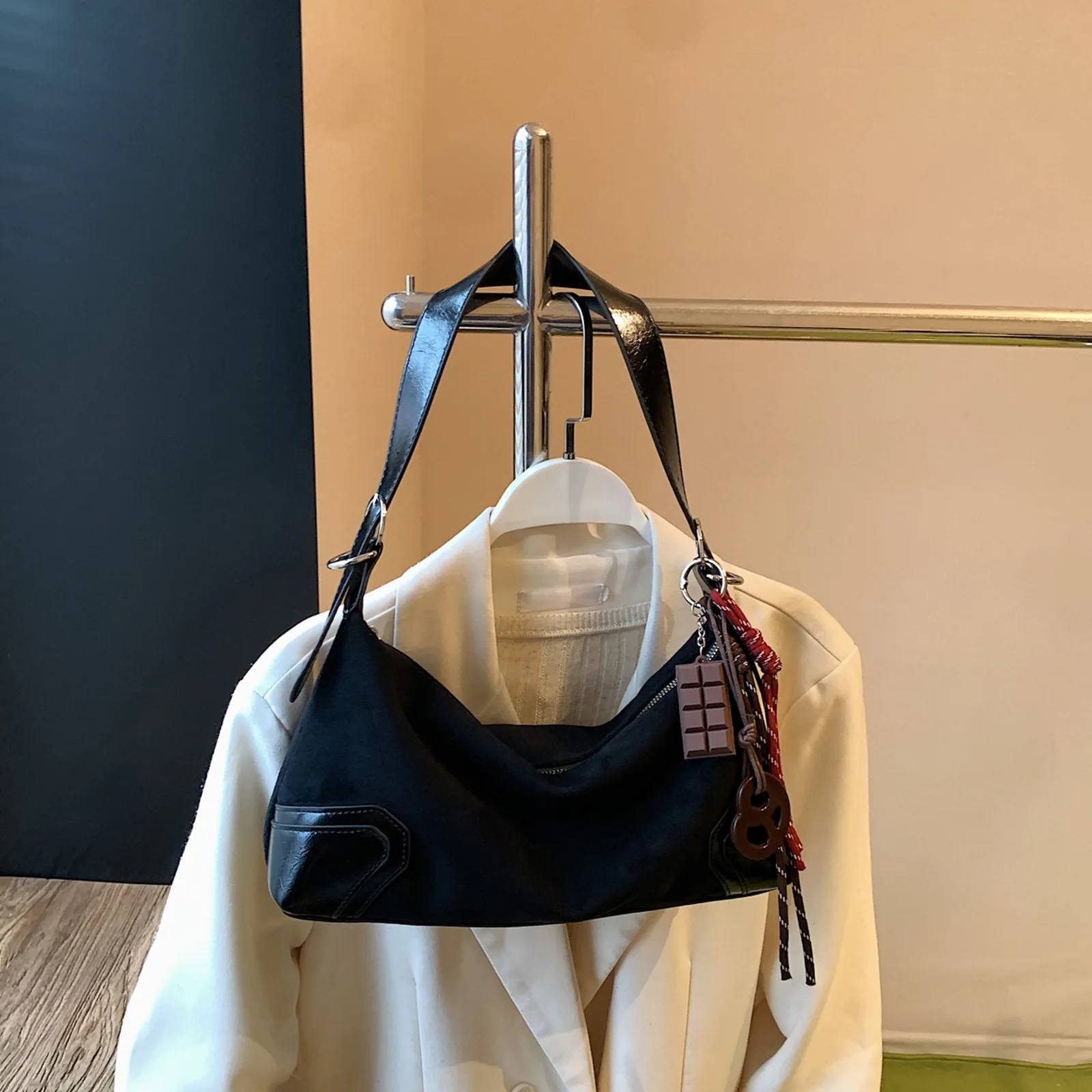 Faux Suede Solid Color Top Handle Handbag Lightweight Work Tote Purse for Girls Woman Birthday Gifts