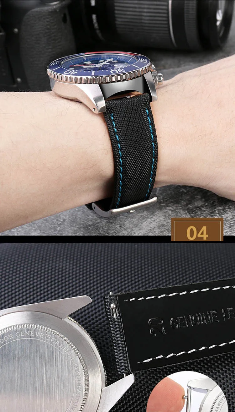 20mm 21mm 22mm 23mm 24mm Nylon Leder Armband Für Tag Heuer Citizen Seiko no.5 UHR Männer Frauen Leinwand Stoff Uhrenarmband – Detail 7