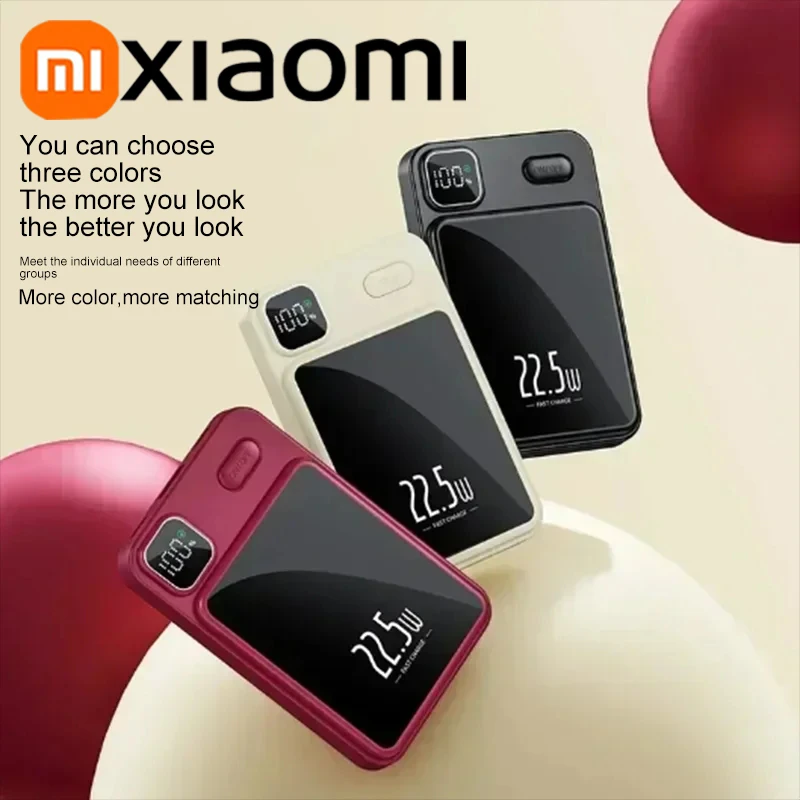 Portable Battery Charger Xiaomi 50000mAh Magnetic Wireless Charger Power Bank Magsafe External Battery Super Fast Charging PowerBank For iPhone 15 16