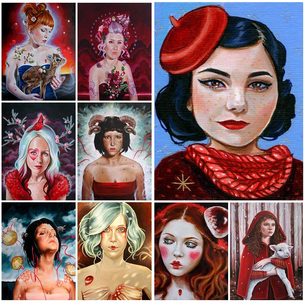 

Red Sexy Girl Portrait Nordic Poster Abstract Women Wall Art Canvas Painting Wall Pictures For Living Room Home Decor Unframed