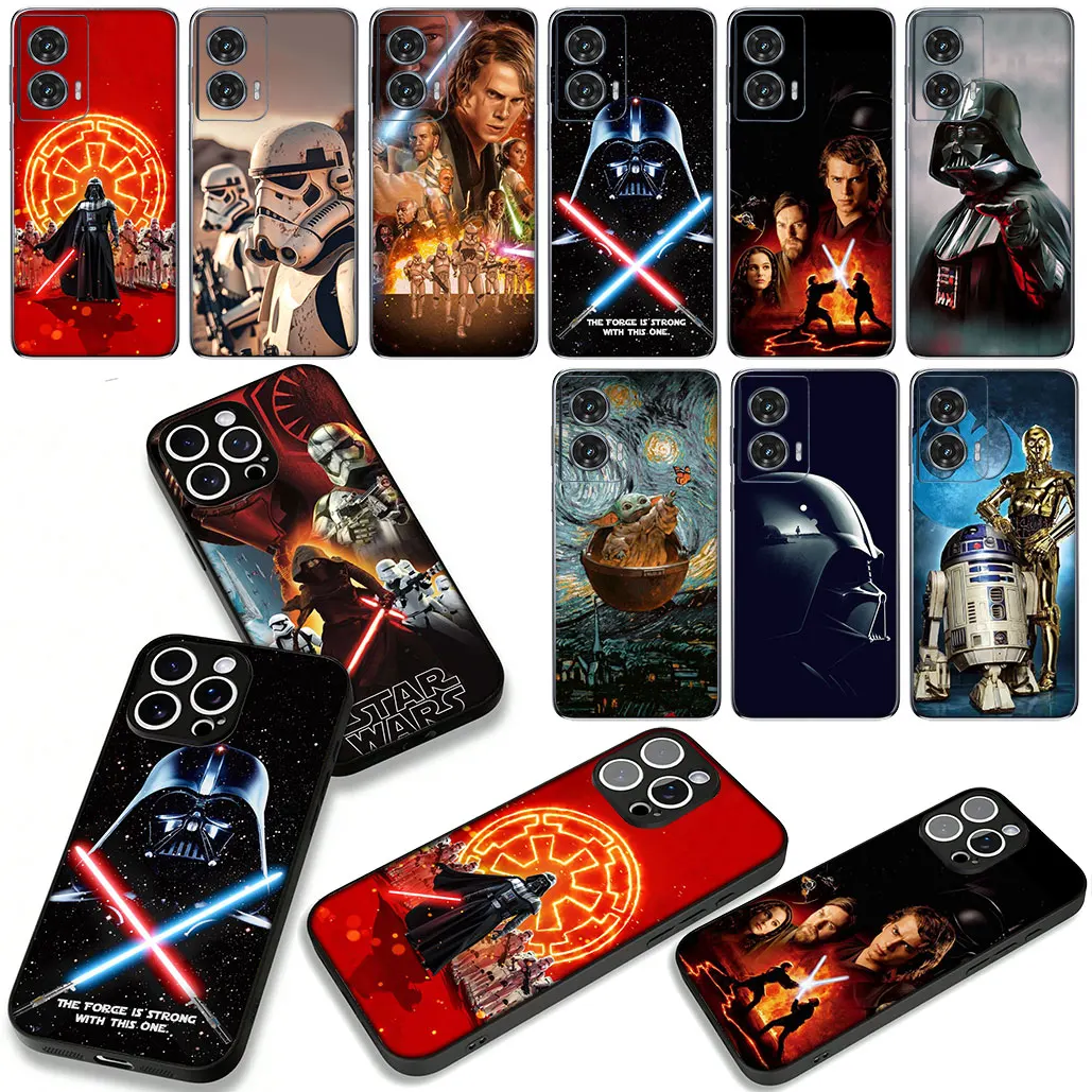 Starry Galaxy Wars Themed Phone Cover with Cute Characters
