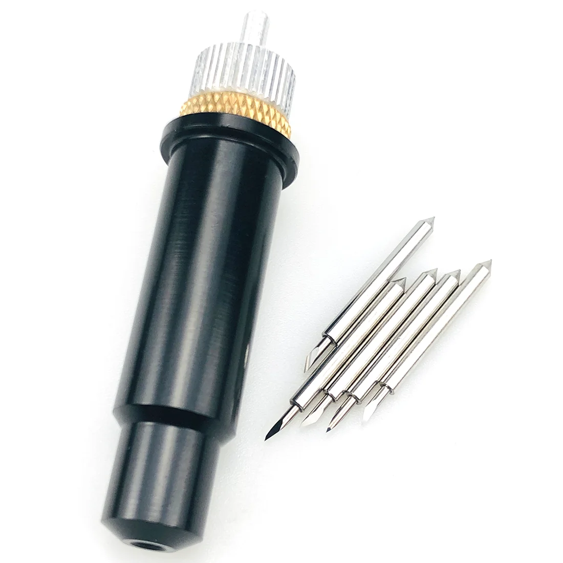 

5pcs Dia 2mm Plotter Blade Vinyl Cutter for Deepcut and 1pc Latest Deepcut Plotter Blade Holder Black