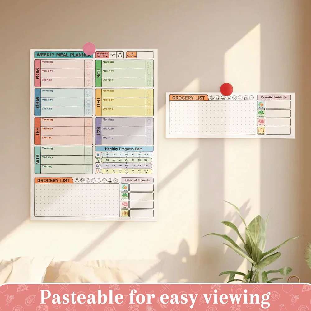 Weekly Meal Planner and Grocery List Journal with Tear-Off Pages