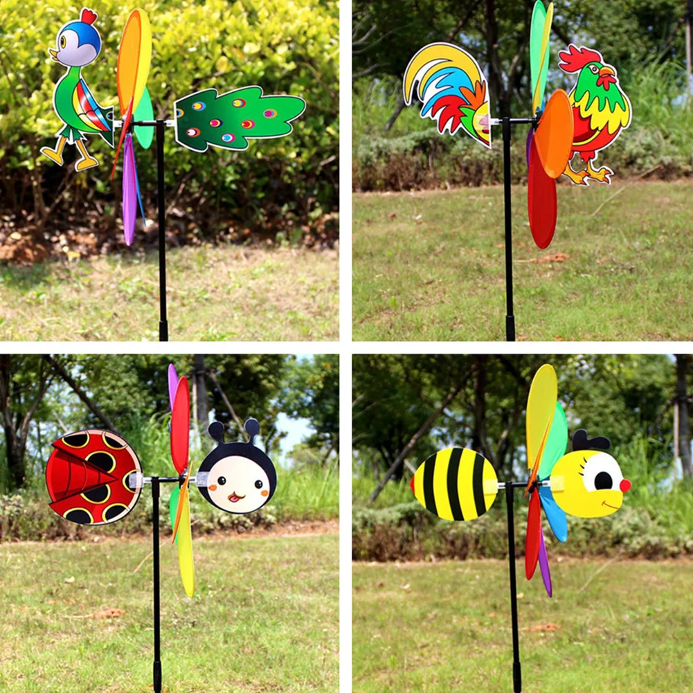 

Bee Six Colors Three-dimensional Windmill Cartoon Children Toys Home Garden Decoration Windmill 4 Types Animal Windmill