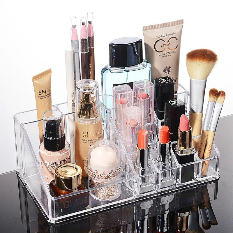 

Transparent Makeup Organizer Lipstick Stand Nail Polish Display Holder Acrylic Cosmetic Case Desktop Storage Crystal-like 50