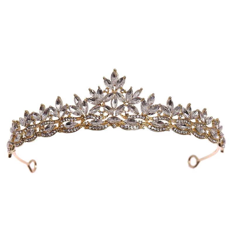 Bridal Headdress Alloy Rhinestone Leaves Embellished Crown Wedding Hair Accessories Dress Accessories 1pc
