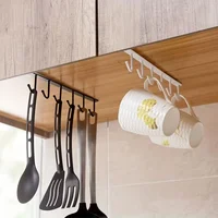 1pcs Kitchen Shelf Storage Clothes Hanging Organizer Cup Holder Glass Mug Holder 6 Hooks Storage Rack Kitchen Accessories 3