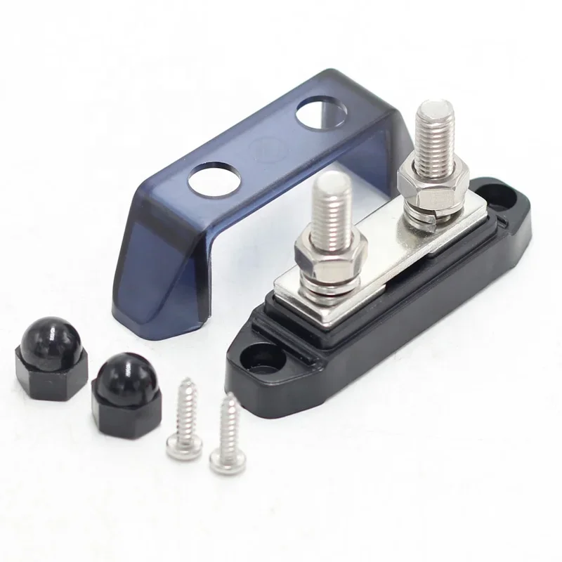 DC 12V 250A Marine Automotive Solar System Bus Bar Power Distribution Block M8 Dual Studs Battery Bus Bar Wire Connectors Busbar Connector