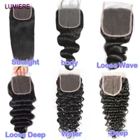 Brazilian Human Hair Lace Frontal Closure Only Loose Deep Wave Lace Closure Curly Straight Body Wave Lace Closure OnlyPreplucked 1