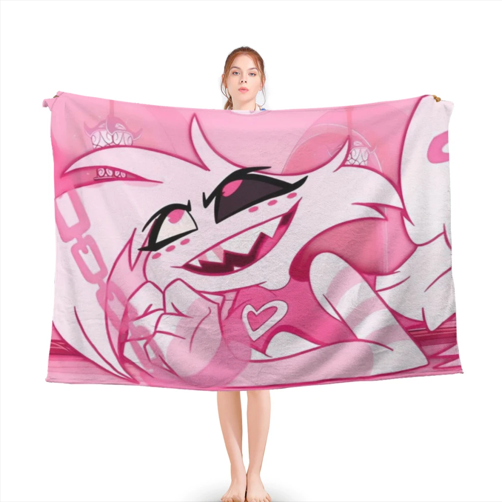 Angel-Dust And Fat Nugget-Hazbin-Pink:Hotels Blanket Soft Throw Blanket for Home Bedroom Bed Sofa Picnic Travel Office Rest 2