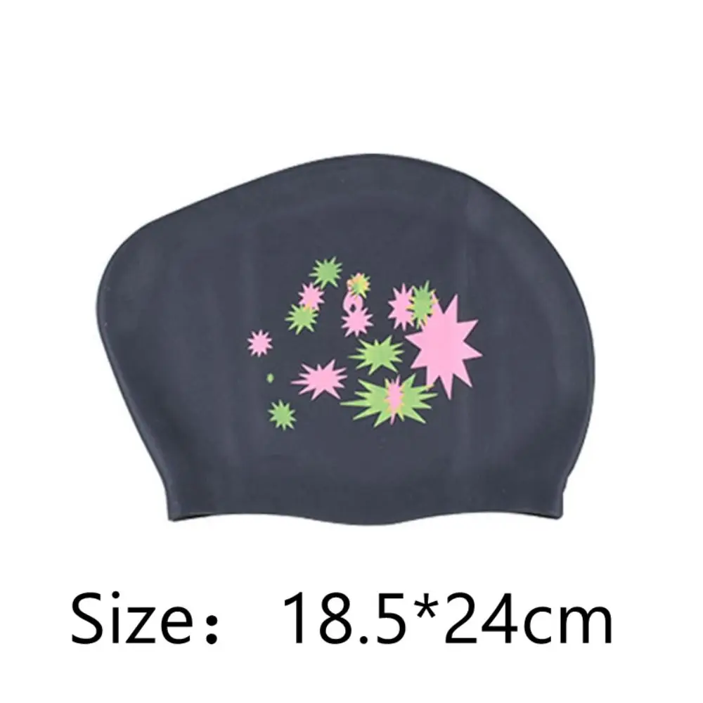 Large Size Long Hair Swimming Cap New Star Pattern Silica Gel Silicone Swimming Cap Elastic Waterproof Swim Gear Lady 6
