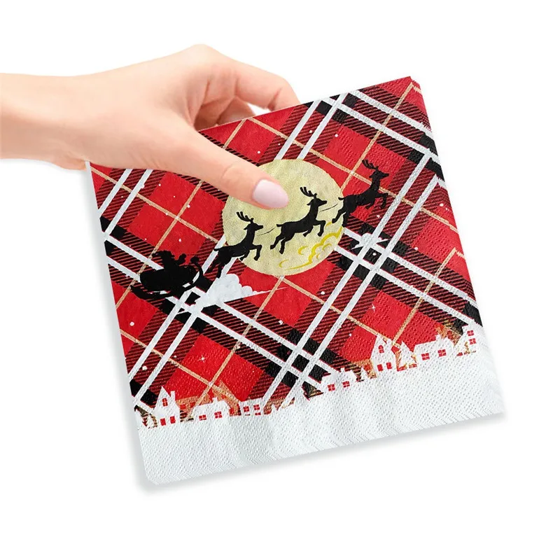 Christmas Snowman Theme Paper Napkins Xmas New Year Party Tableware Home Decoration 20pcs/pack