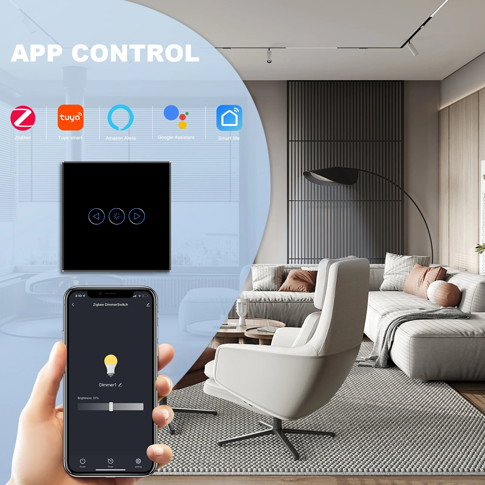 interruptores de luz dimmer bseed zigbee 1gang 1way 03