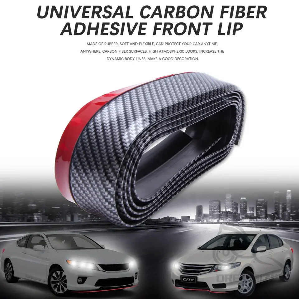 Separador de parachoques delantero Universal para coche, Kit de carrocería,  parachoques de puerta, fibra de carbono, tira embellecedora de goma, 2,5 m  - AliExpress, image size:960x960