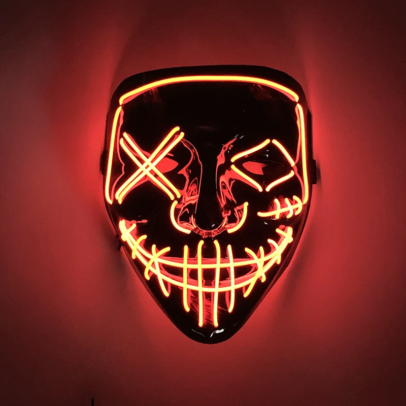 Hot LED Luminous Glowing Purge Mask Halloween Role-Playing Costume Props Night Club Bars KTV Light Up Neon Mask