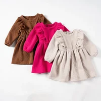 Winter New Baby Dress Solid Colour Ruffles 0-2Y Children's Casual Dresses Princess Dresses Girls Dresses Birthday Gift 1