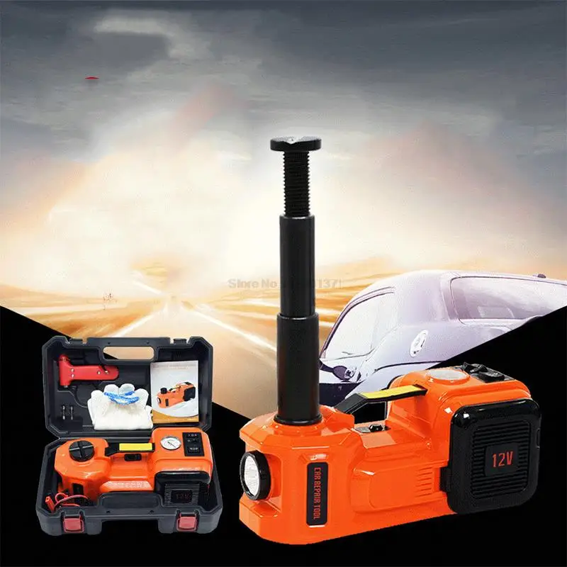 

5 Ton Lifting 45CM Electric Hydraulic Jack 3in1 Car Jack 150W DC12V Potable Tire Repair Tool With Inflator Pump Led Light Hammer