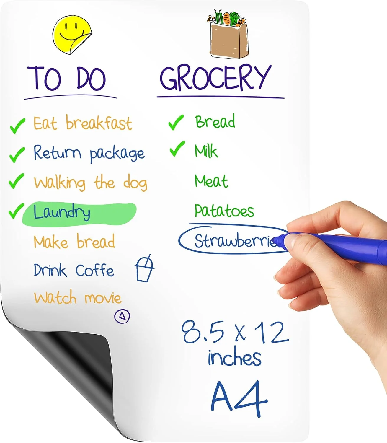 A3 A4 A5 Erasable Flexible Marker Fridge Magnet Magnetic WhiteBoard Dry Erase Board Refrigerator Sheet Kitchen Memo Grocery List