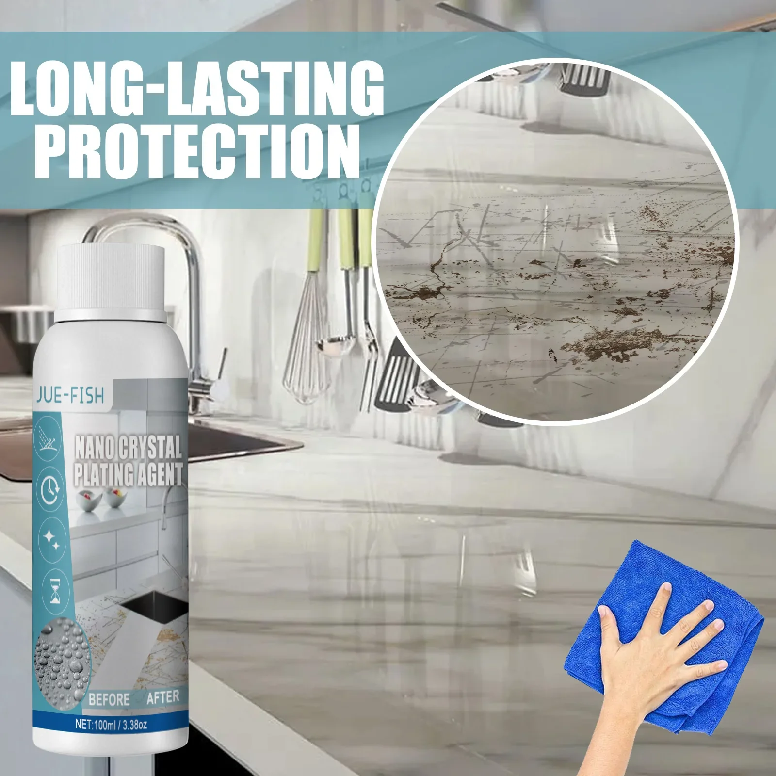 Kitchen Nano Crystal Plating Agent Marble Tile Scratch Repairing Furniture Refurbishment Waterproof Long-lasting Protective Film