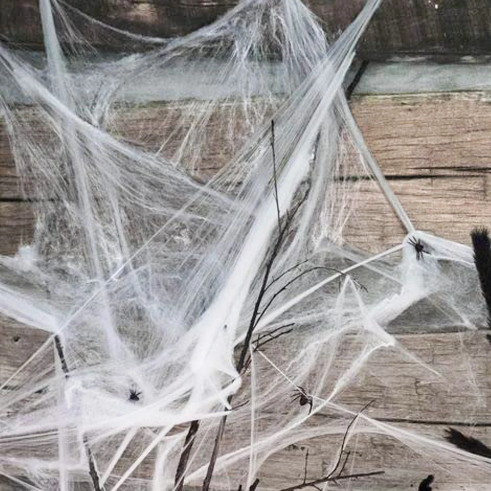 

Halloween Spider Webs Decorations Artificial Stretchy Cobwebs Scene party Halloween Decoration for home Graveyard Haunted House