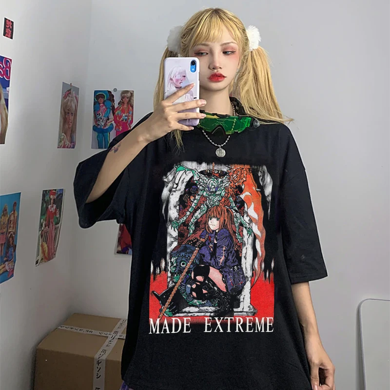 

2022 New Anime Death Note T Shirt Women Harajuku Vintage Tee shirts Oversized Tshirts Streetwear Funny Summer Casual T-shirts