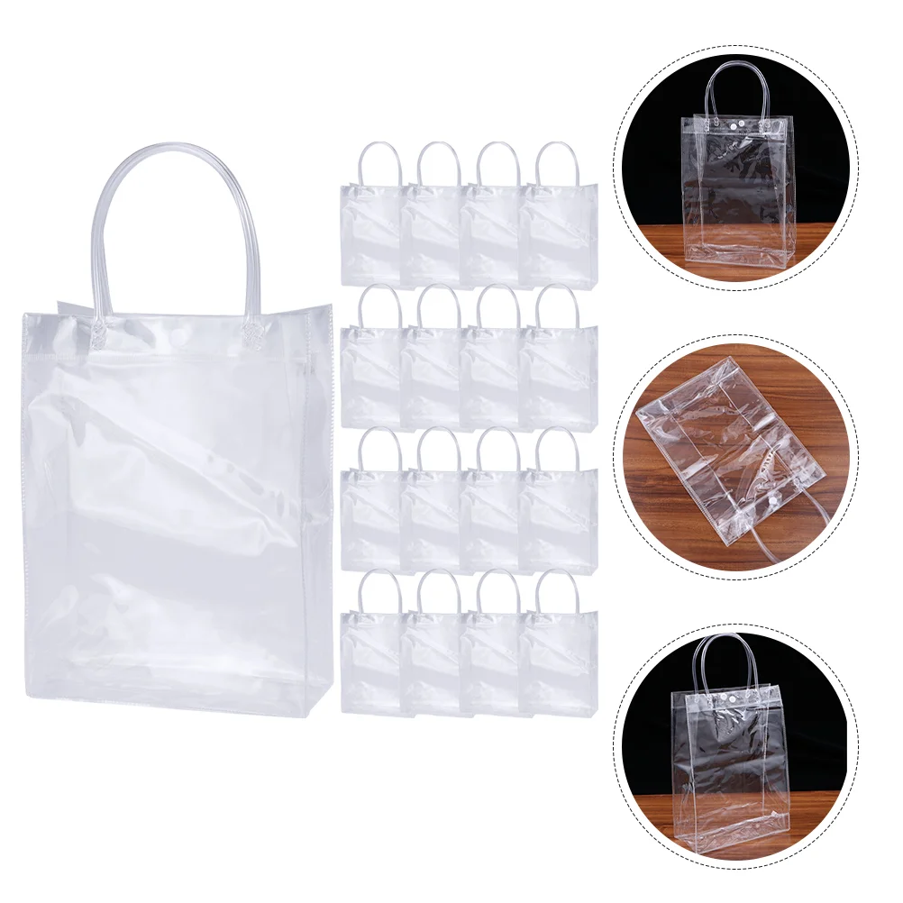 24 Pcs Transparent Tote Bag Plastic Clear Bags Reusable Gift Handles Bulk  Small Pvc Miss Gifts - AliExpress
