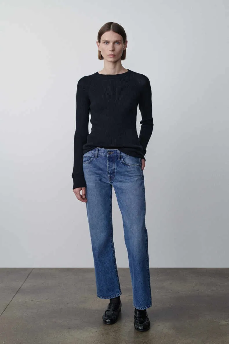 

Fashion Brand R0W Women's Jeans High Waist Spring and Autumn Loose Straight Leg Trousers Minimalist Style Solid Color Pants