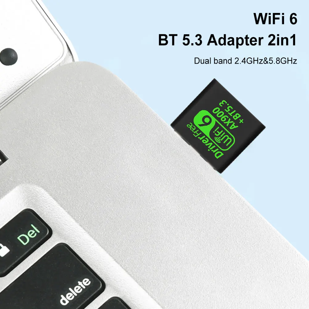 USB WiFi 6 블루투스 호환 5.3 어댑터 2in1 동글 900Mbps 무선 네트워크 카드 PC/노트북/데스크탑용 듀얼 밴드 2.4/5.8GHz