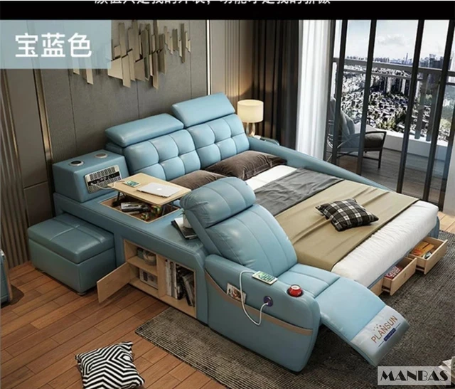 Mingdibao-本革マッサージベッド、多機能フレーム、Bluetooth